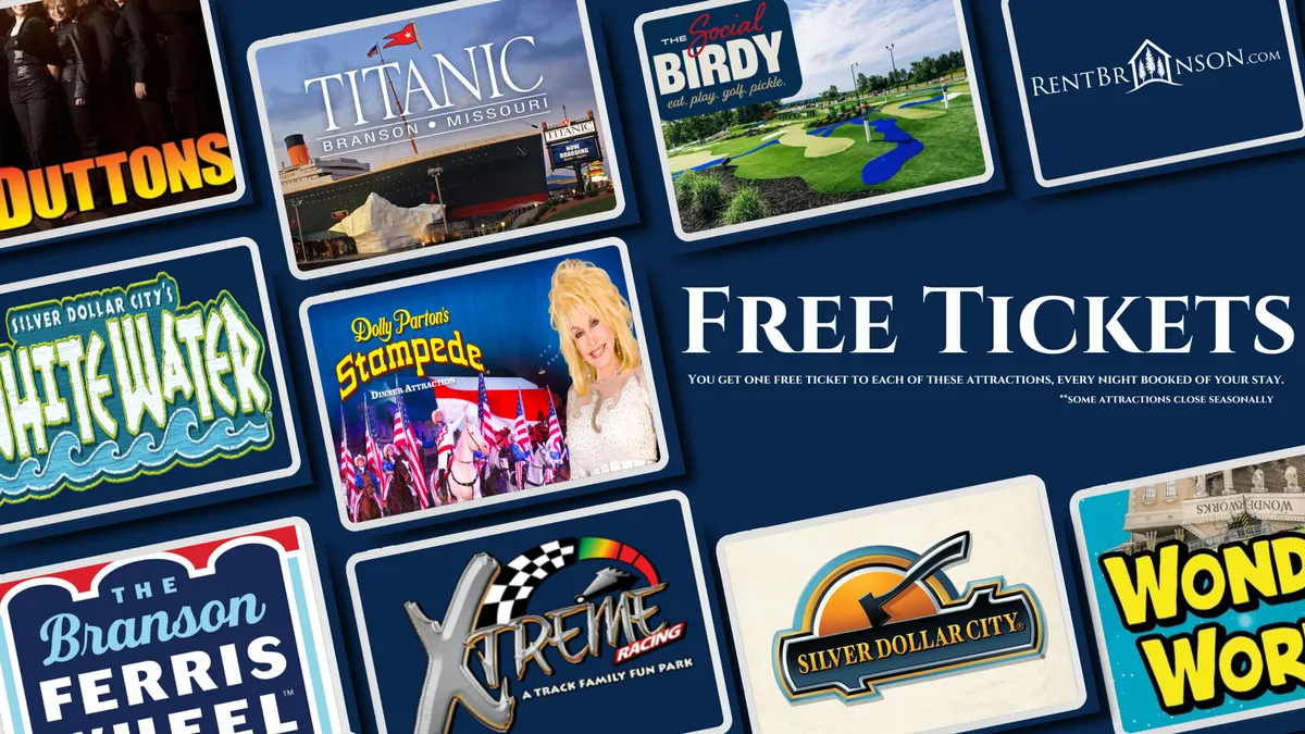 This colorful interior image highlights a vibrant display of local attraction tickets, featuring logos and lively design elements. It conveys excitement and a connection to nearby entertainment and adventure options.